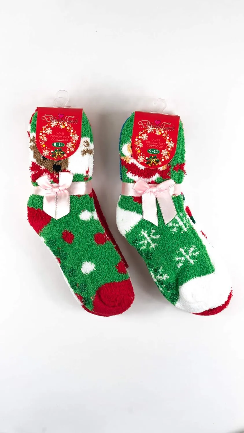 Different Touch 6 Pairs Pack Super Soft Cozy Fuzzy Winter warm Non Skid Hospital home bed Sleeping Slipper Socks