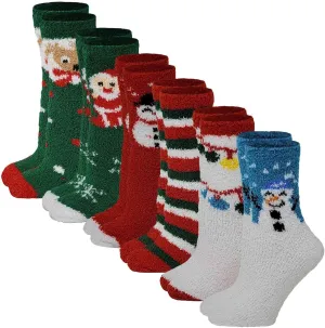 Different Touch 6 Pairs Pack Super Soft Cozy Fuzzy Winter warm Non Skid Hospital home bed Sleeping Slipper Socks