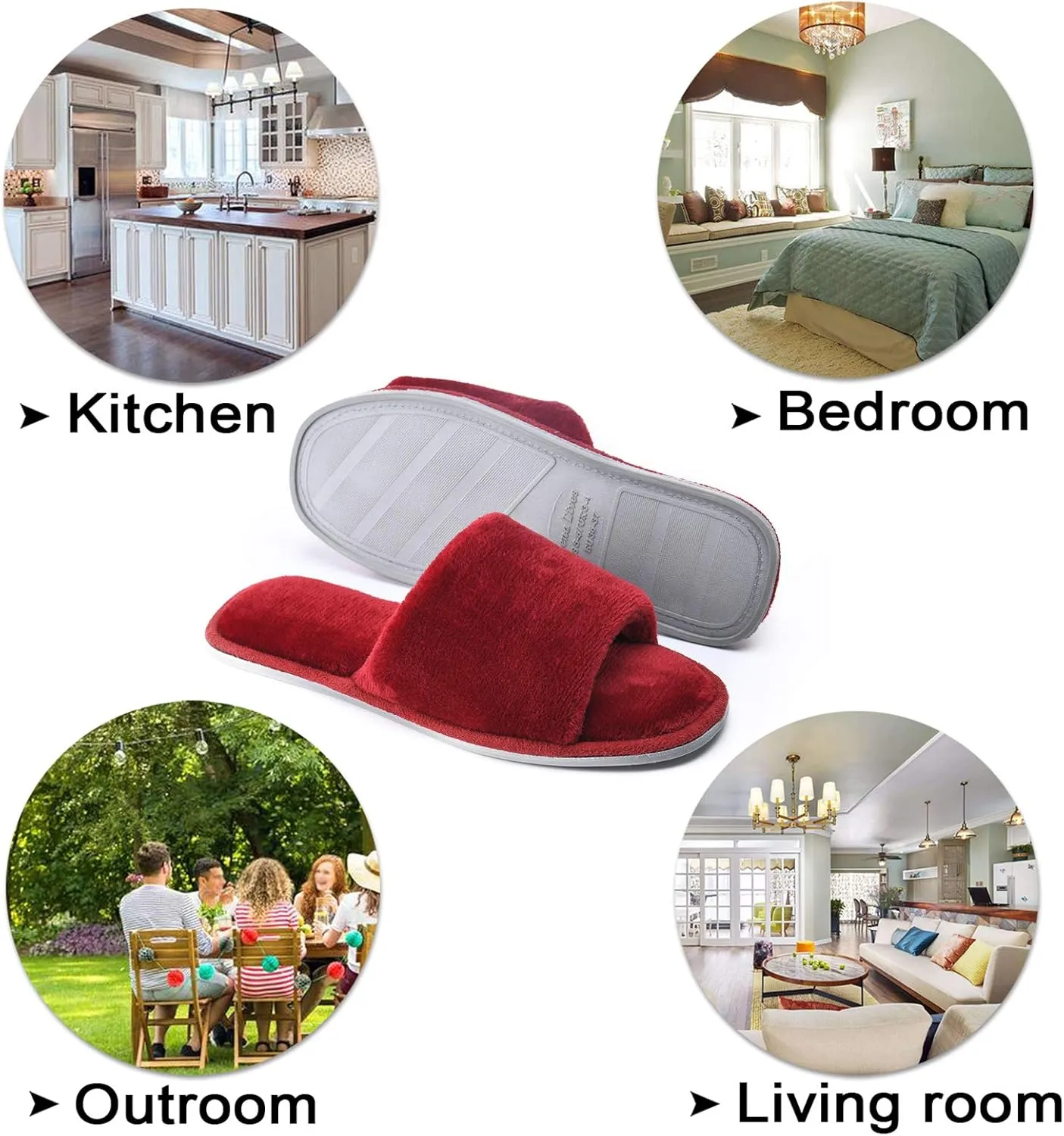 DL Open Toe Slippers for women Indoor, Cozy Memory Foam Womens House Slippers Summer Slip On, Comfy Soft Flannel Womens Bedroom Slippers Slide Breathable Size 5-6 7-8 9-10