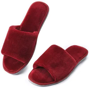 DL Open Toe Slippers for women Indoor, Cozy Memory Foam Womens House Slippers Summer Slip On, Comfy Soft Flannel Womens Bedroom Slippers Slide Breathable Size 5-6 7-8 9-10