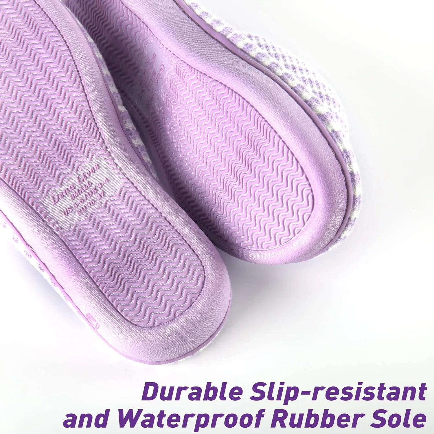 DL Women's Memory Foam Open Toe Slide Slippers with Cute Bow and Cozy Terry Lining, Slip-on House Shoes Spa Mules Sandals with Indoor Outdoor Rubber Sole