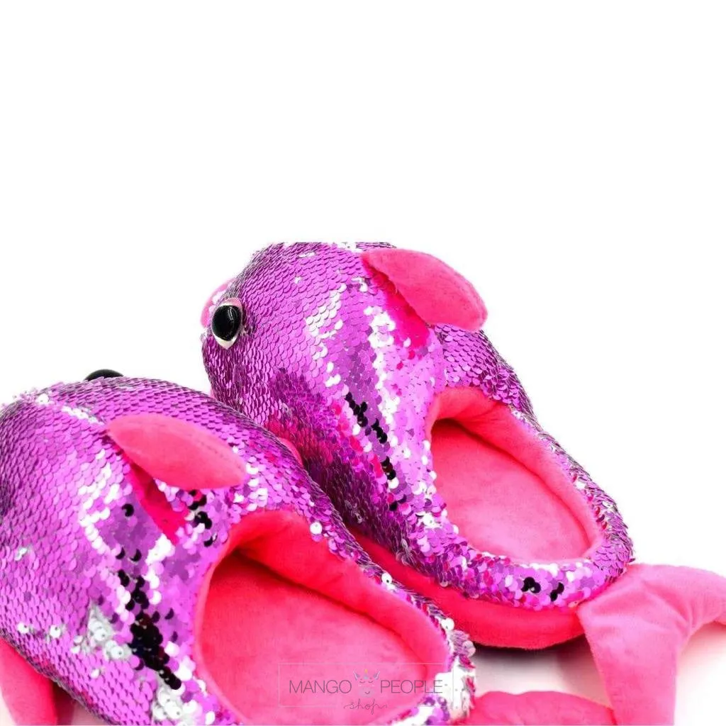 Dolphin Sequins Plush Slippers