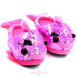 Dolphin Sequins Plush Slippers