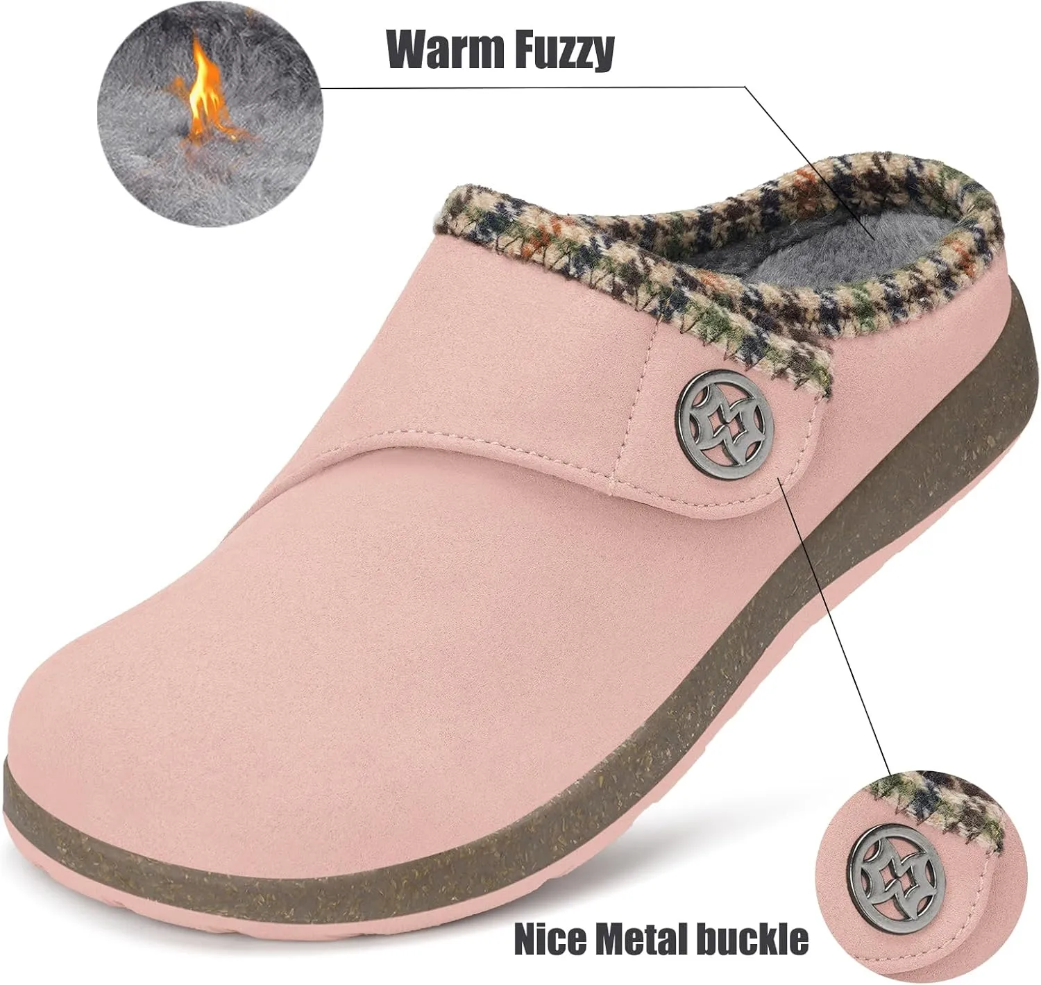 Eagsouni Women's Men's Slippers Suede Fuzzy Slippers with Arch Support Orthotic Winter Warm Fur Lined Slip on House Shoes Indoor Outdoor for Plantar Fasciitis