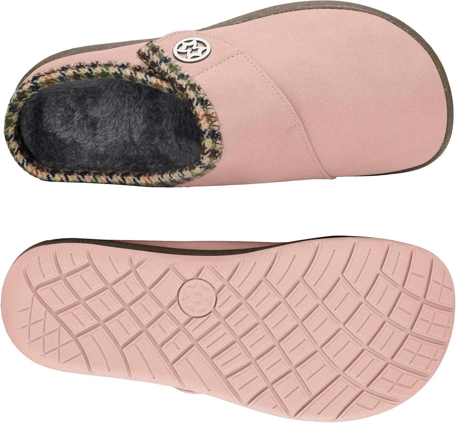 Eagsouni Women's Men's Slippers Suede Fuzzy Slippers with Arch Support Orthotic Winter Warm Fur Lined Slip on House Shoes Indoor Outdoor for Plantar Fasciitis