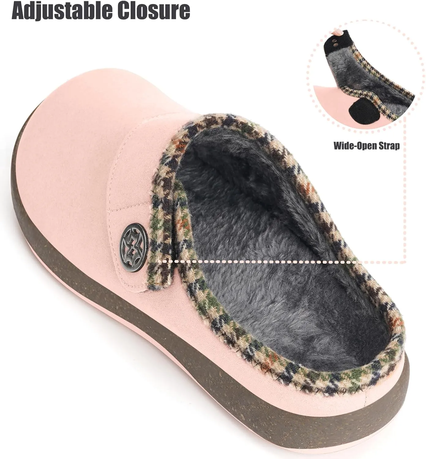 Eagsouni Women's Men's Slippers Suede Fuzzy Slippers with Arch Support Orthotic Winter Warm Fur Lined Slip on House Shoes Indoor Outdoor for Plantar Fasciitis