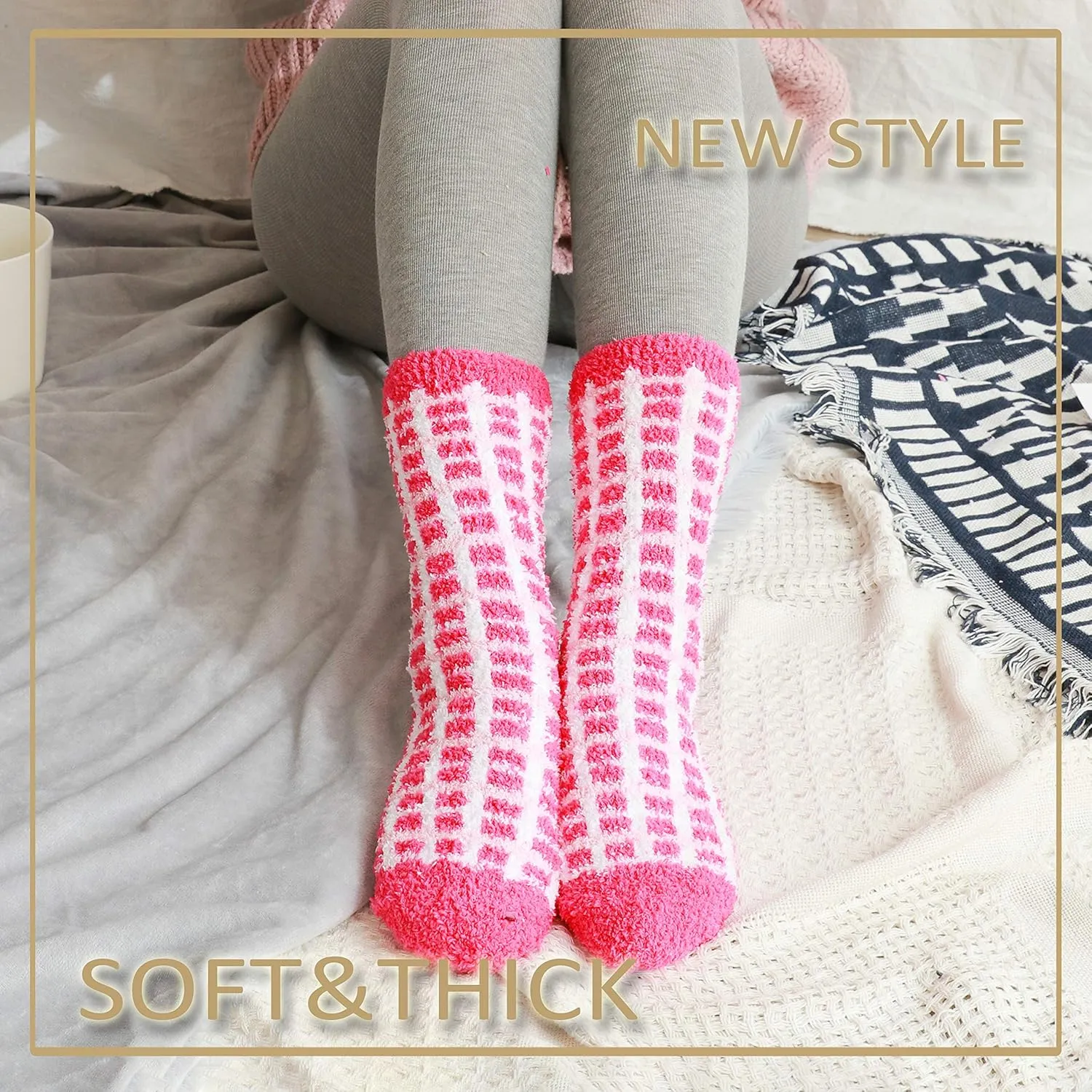 EBMORE Womens Fuzzy Socks Fleece Fluffy Cabin Plush Warm Sleep Soft Cozy Winter Adult Socks