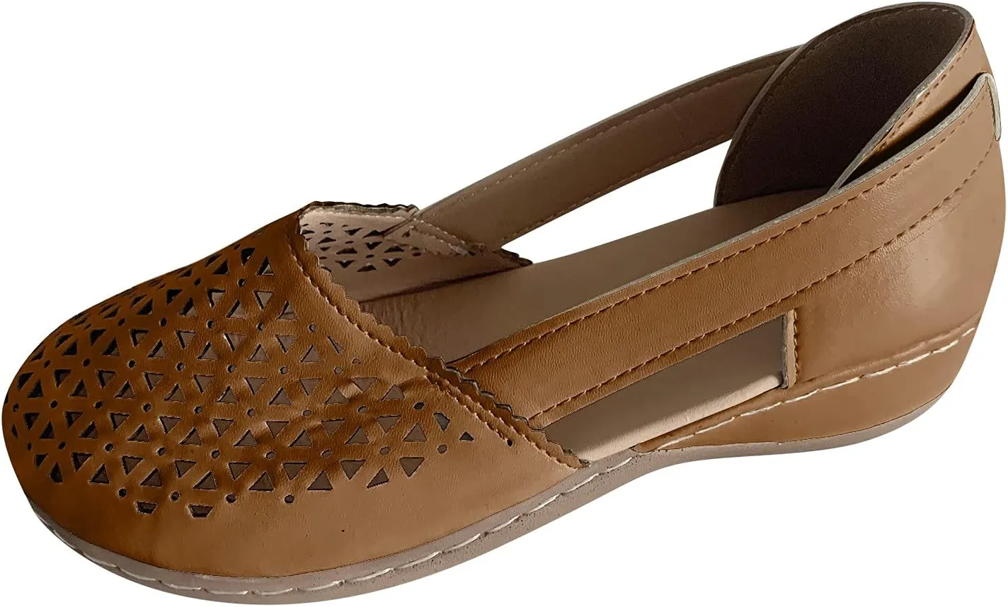 Eduavar Summer Sandals for Women, Summer Sandals for Women 2023 Mule Hollow Out Slip On Shoes Orthotic Wedge Sandals