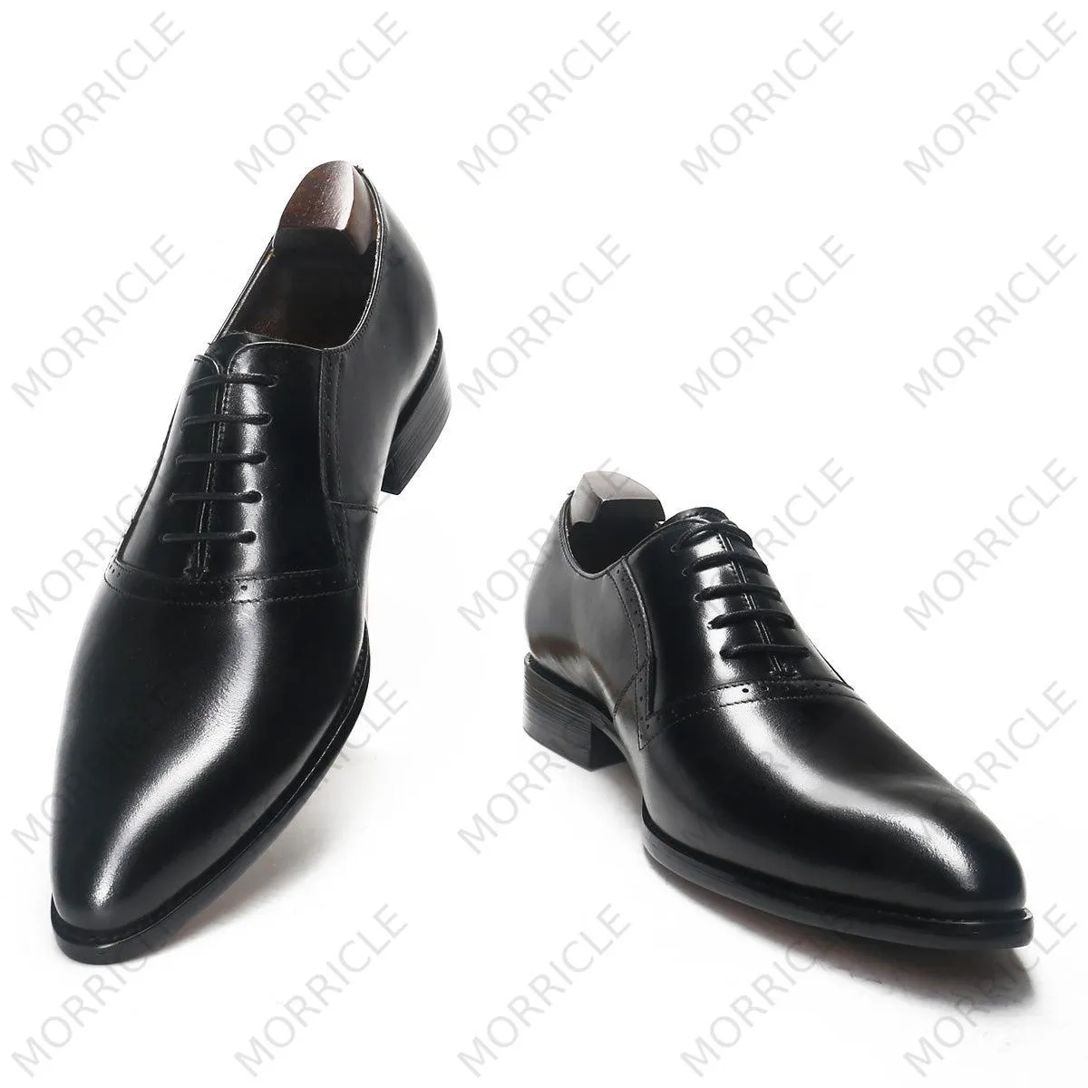 Elegant Black Plain Toe Oxford Shoes
