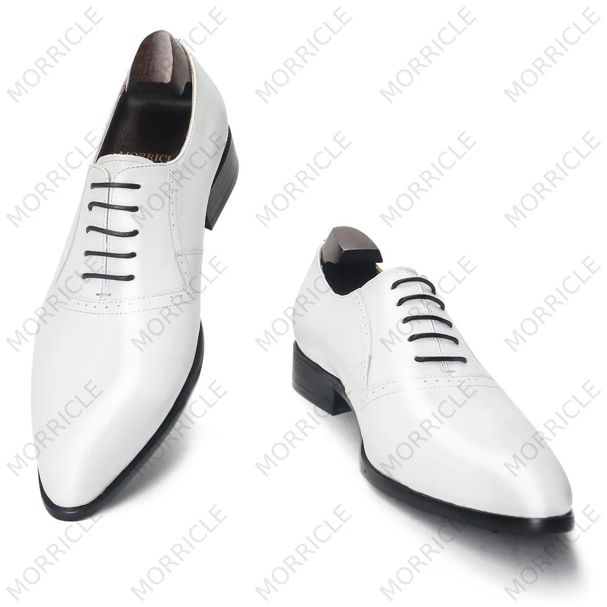 Elegant White Plain Toe Oxford Shoes
