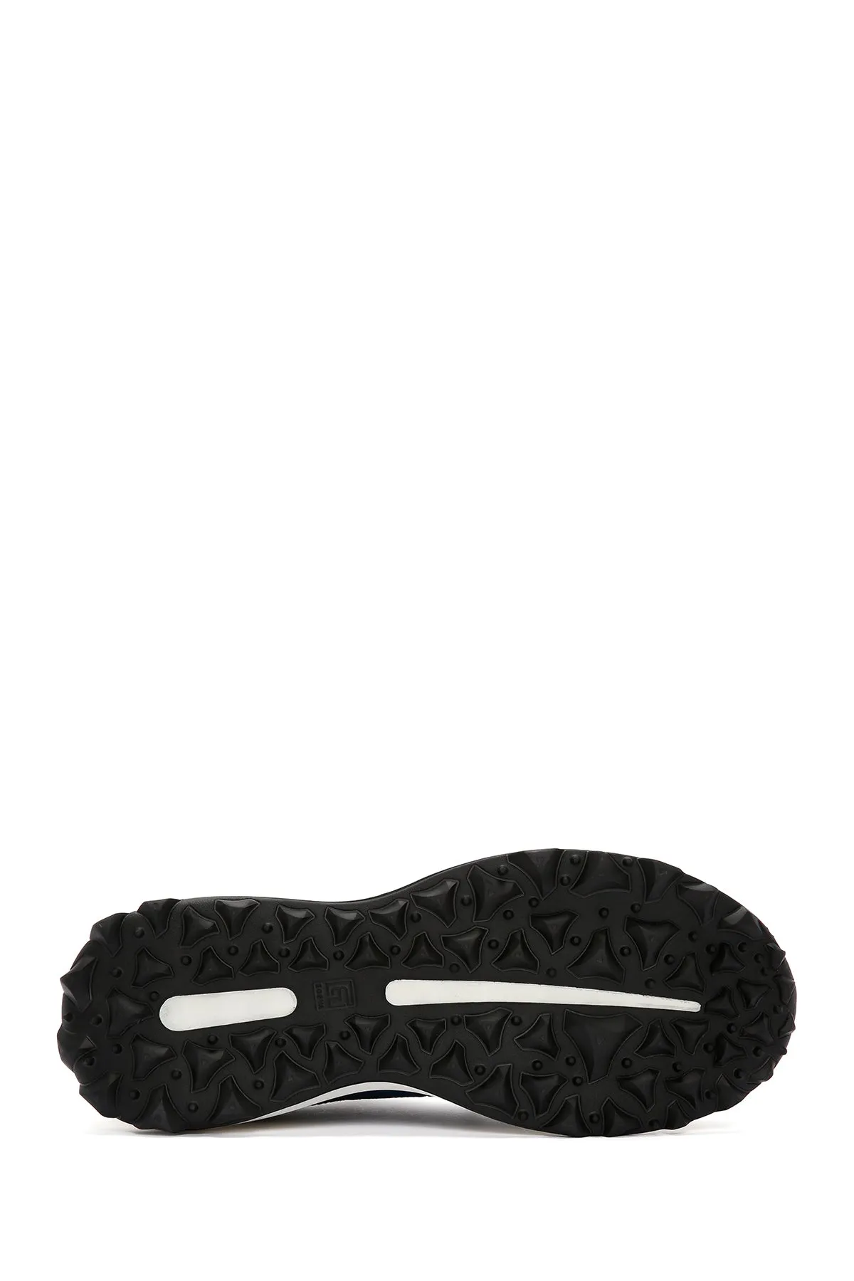 Erkek Lacivert Bağcıklı Kalın Tabanlı Deri Sneaker