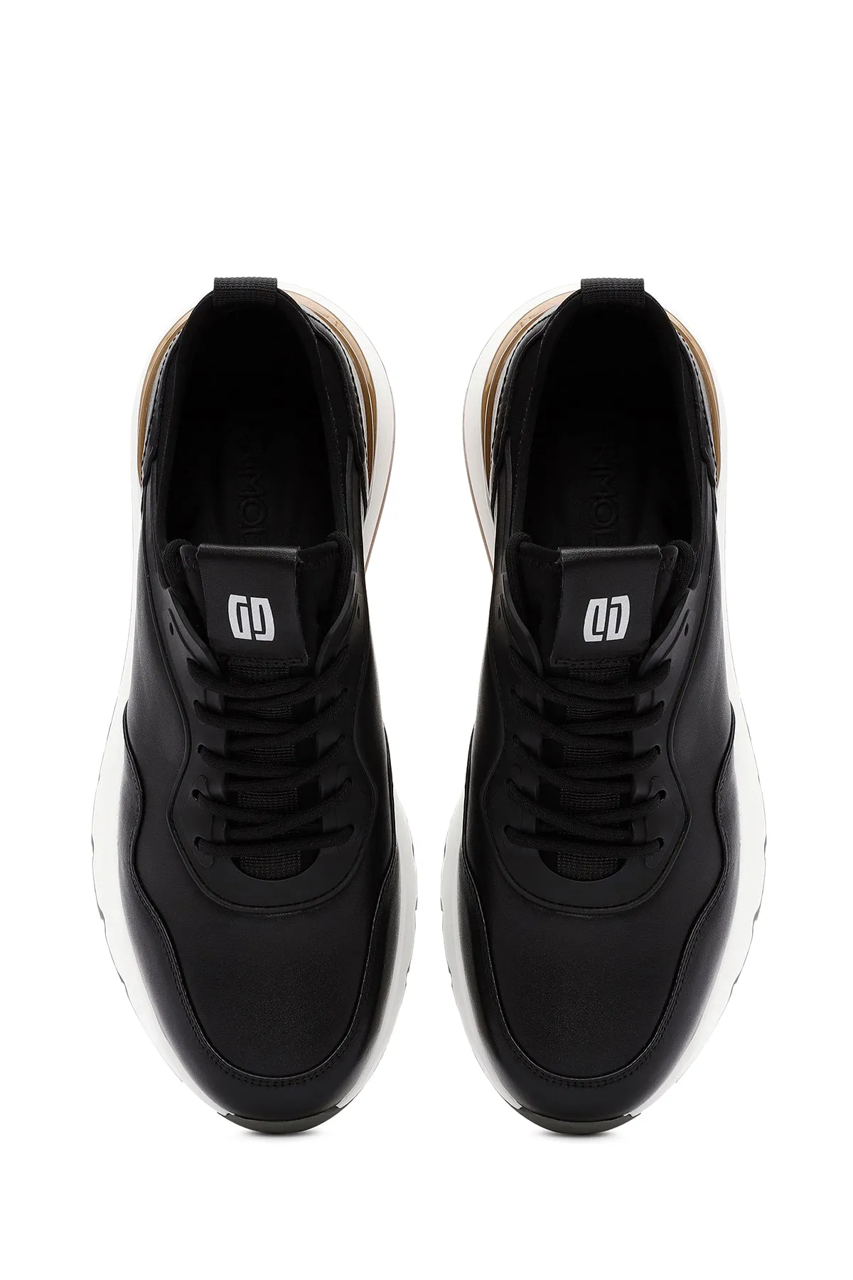Erkek Siyah Bağcıklı Deri Casual Sneaker