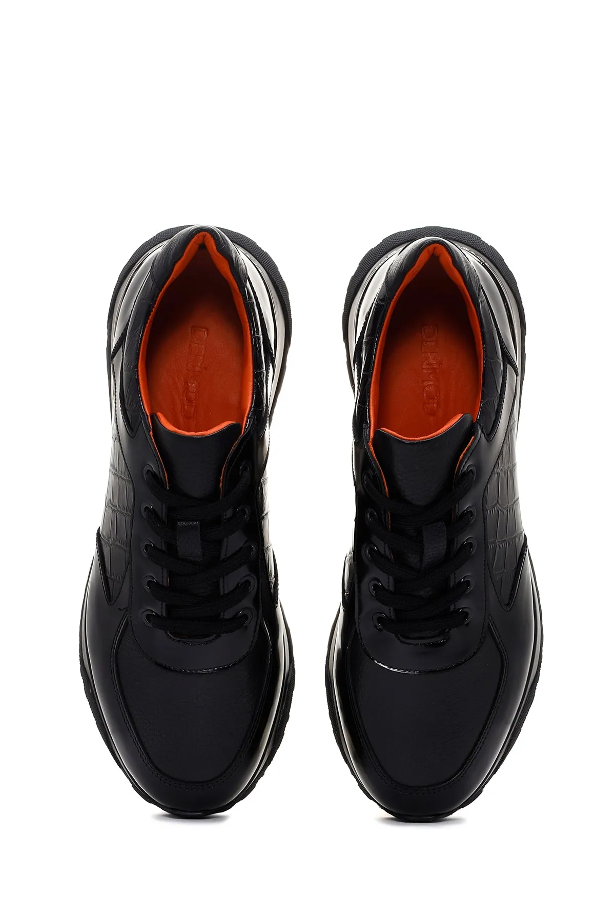 Erkek Siyah Deri Casual Sneaker