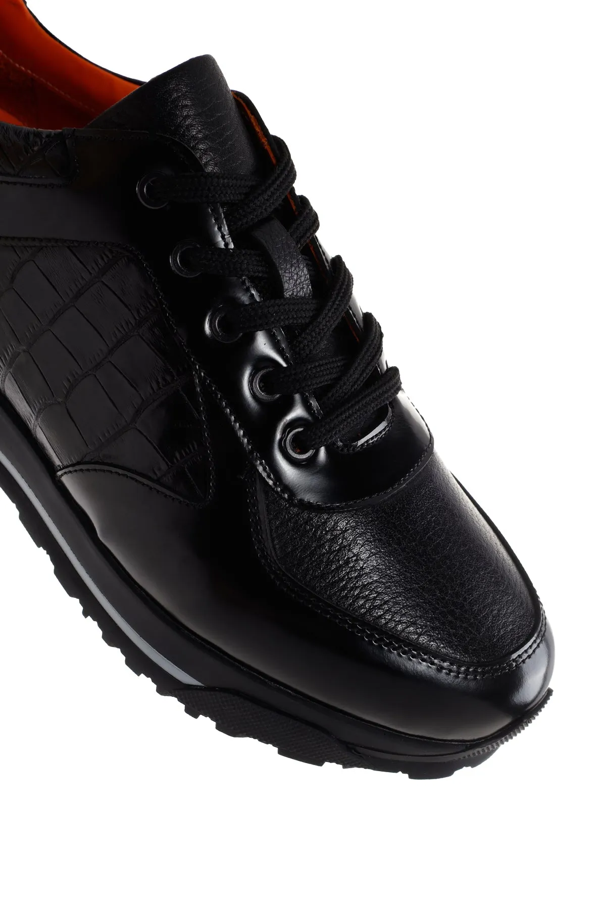 Erkek Siyah Deri Casual Sneaker