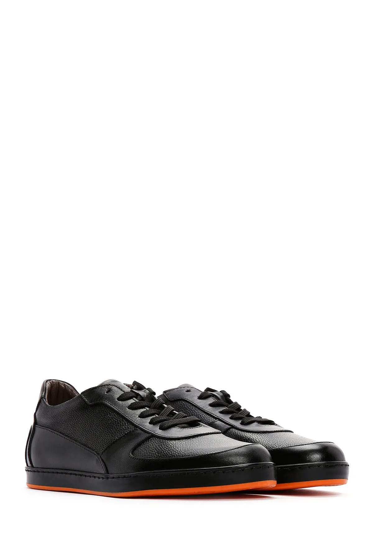 Erkek Siyah Deri Casual Sneaker