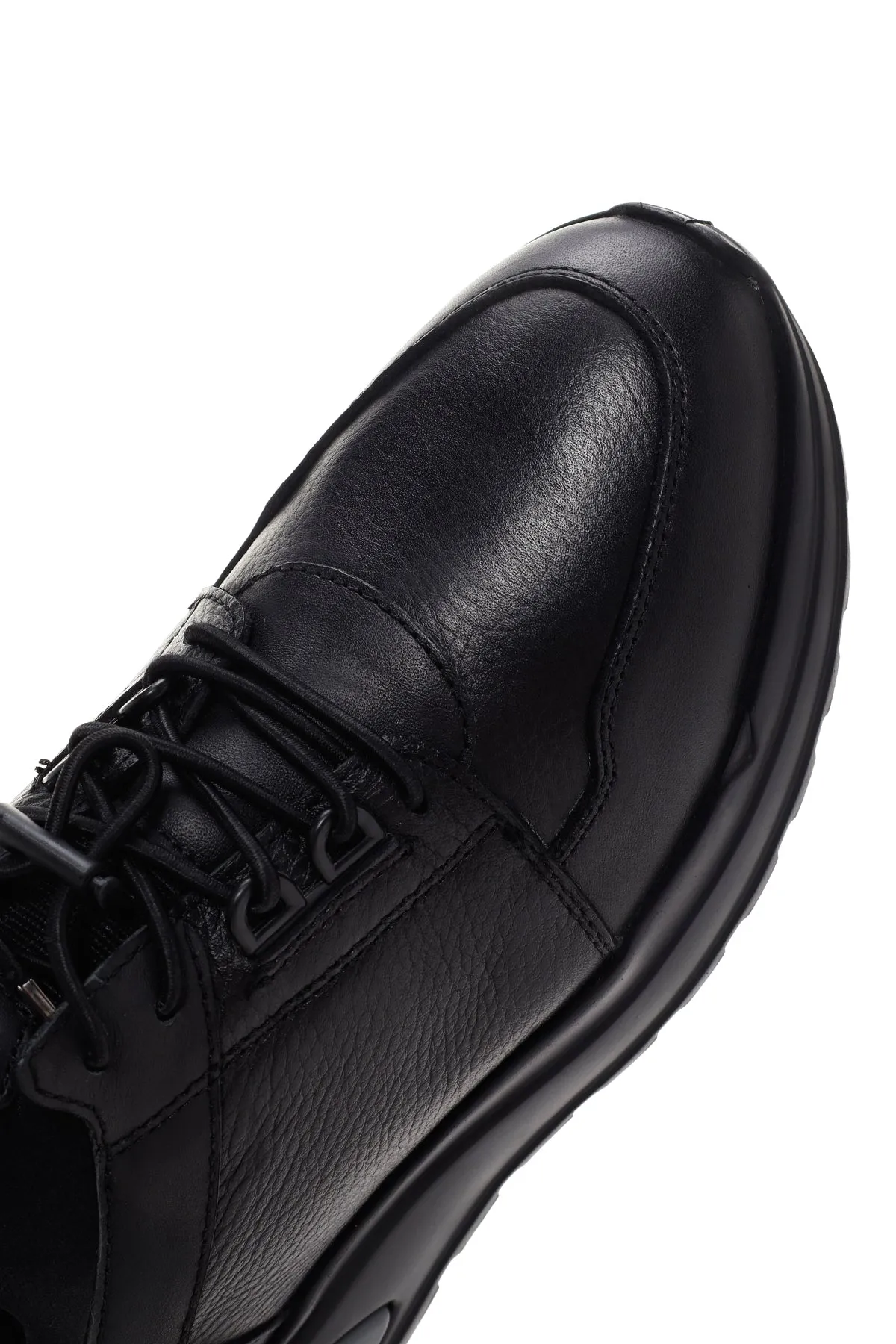 Erkek Siyah Deri Casual Sneaker