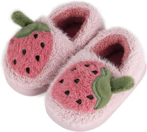 ESTAMICO Girls Cute Cartoon Slippers with Memory Foam Kids Plush Warm Winter House Shoes