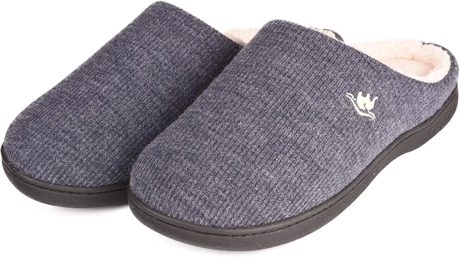 EuropeanSoftest Women's Classic French Terry Lining Slip On 80-D Memory Foam Slippers Breathable Washable Indoor/Outdoor House Shoe w/Anti Slip Sole