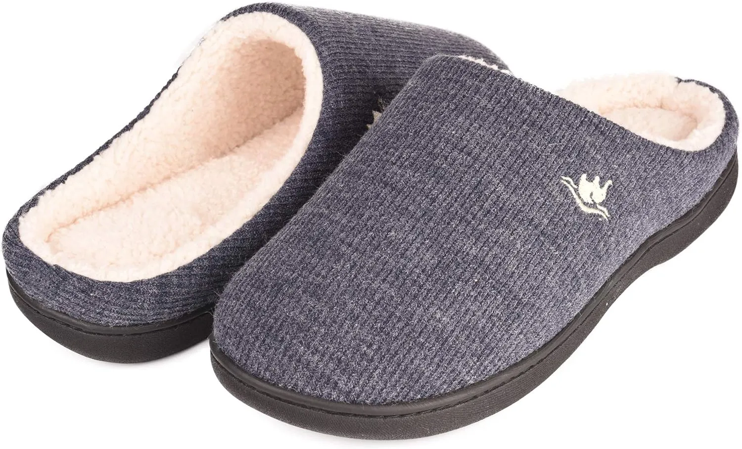 EuropeanSoftest Women's Classic French Terry Lining Slip On 80-D Memory Foam Slippers Breathable Washable Indoor/Outdoor House Shoe w/Anti Slip Sole