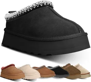 Fashion Plush Platform Slippers - Women's Trend Mini Fleece Lined Anti Slip Short Ankle Boots for Outdoor & Indoor Use