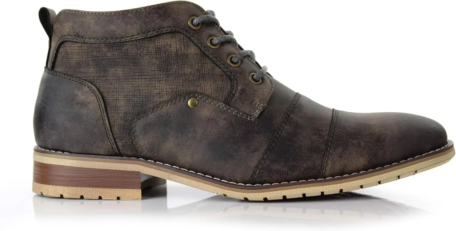 Ferro Aldo Blaine MFA806035 Mens Casual Brogue Mid-Top Lace-Up and Zipper Boots…