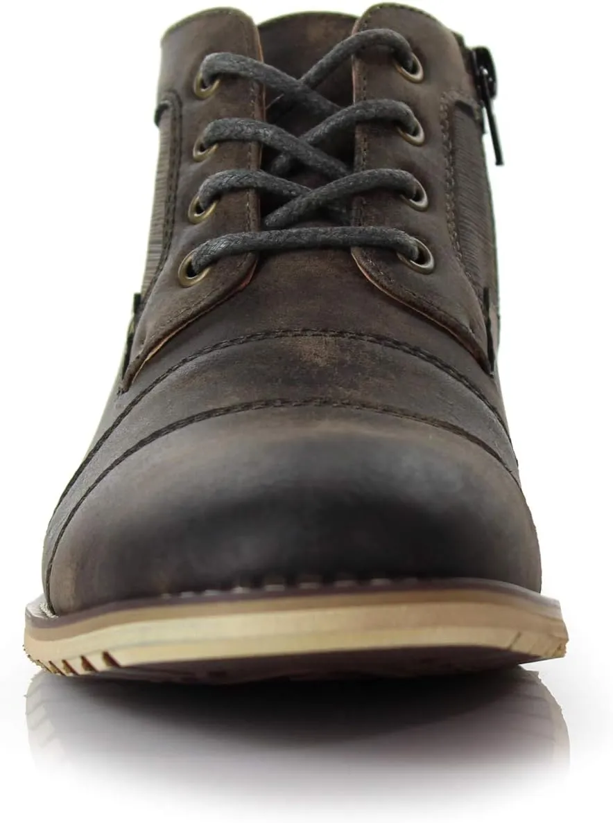 Ferro Aldo Blaine MFA806035 Mens Casual Brogue Mid-Top Lace-Up and Zipper Boots…