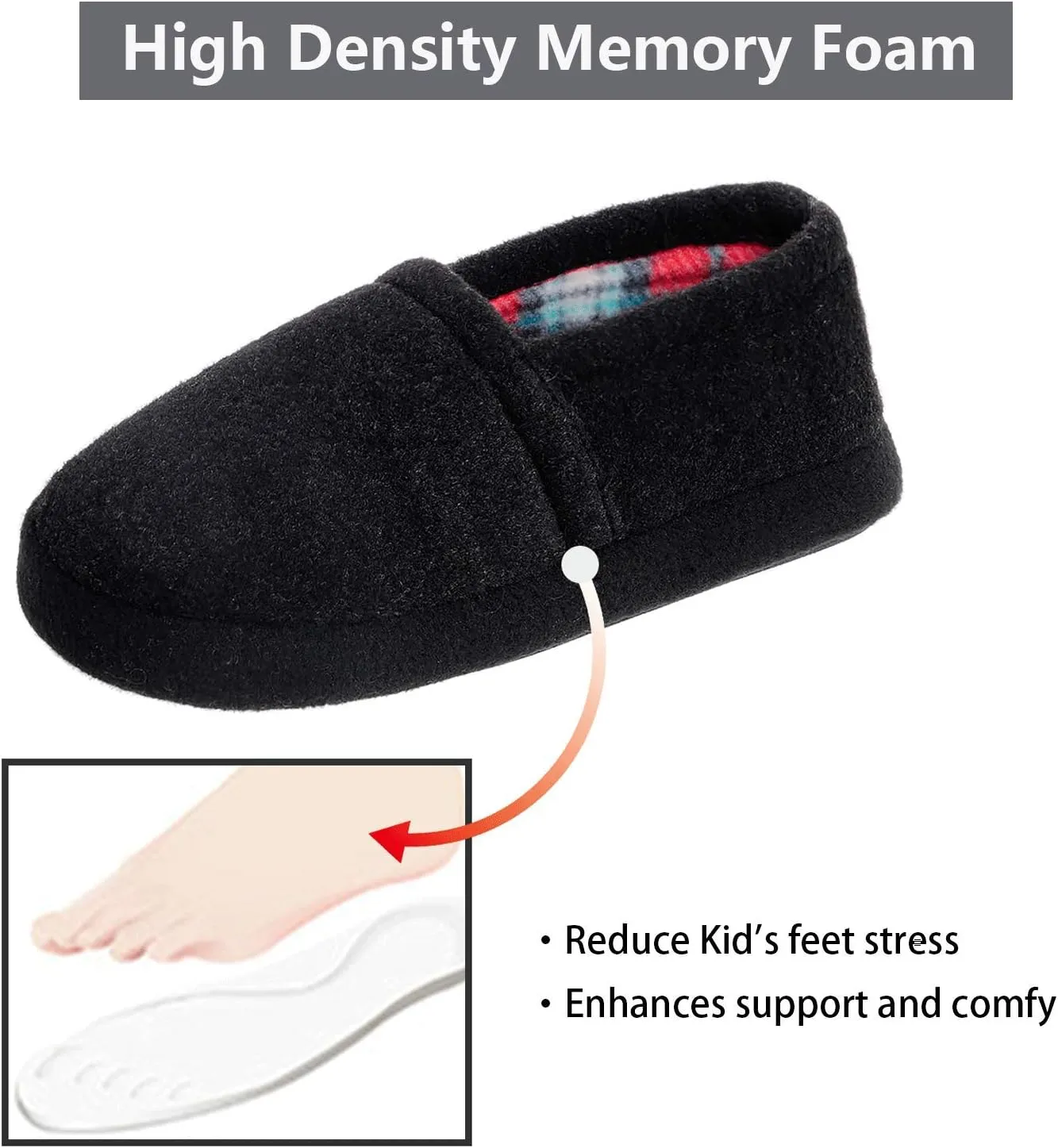festooning Kids Boys Comfy Warm Indoor House Slippers Fleece Memory Foam Shoes