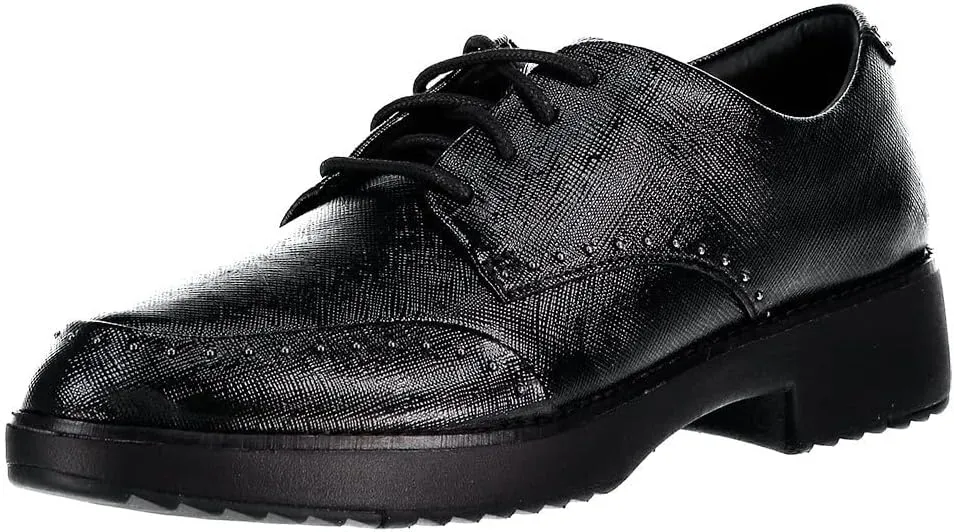 FitFlop Womens Keely Microstud Brogue Oxford Shoes, All Black, US 6