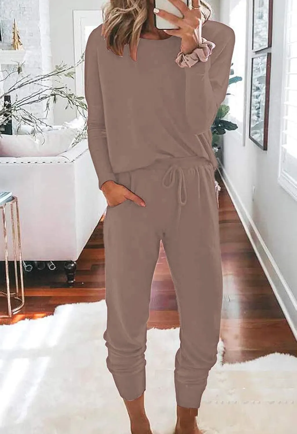 Fixmatti Women Casual 2 Piece Outfit Long Pant Set Sweatsuits Tracksuits