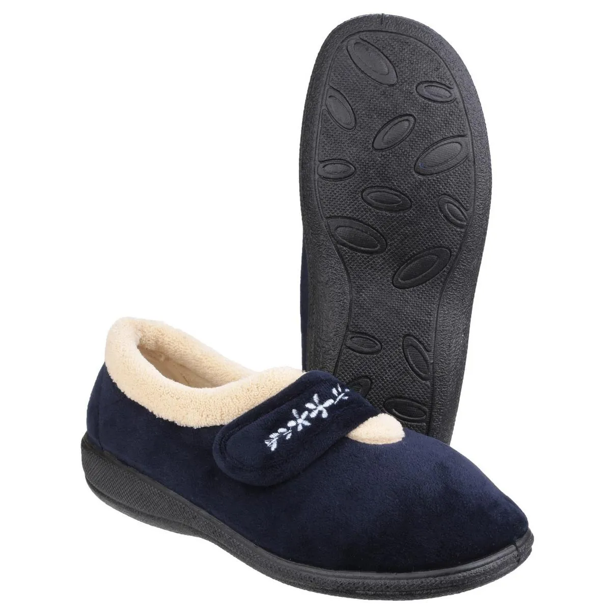 Fleet & Foster Capa Touch Fastening Memory Foam Slipper Navy