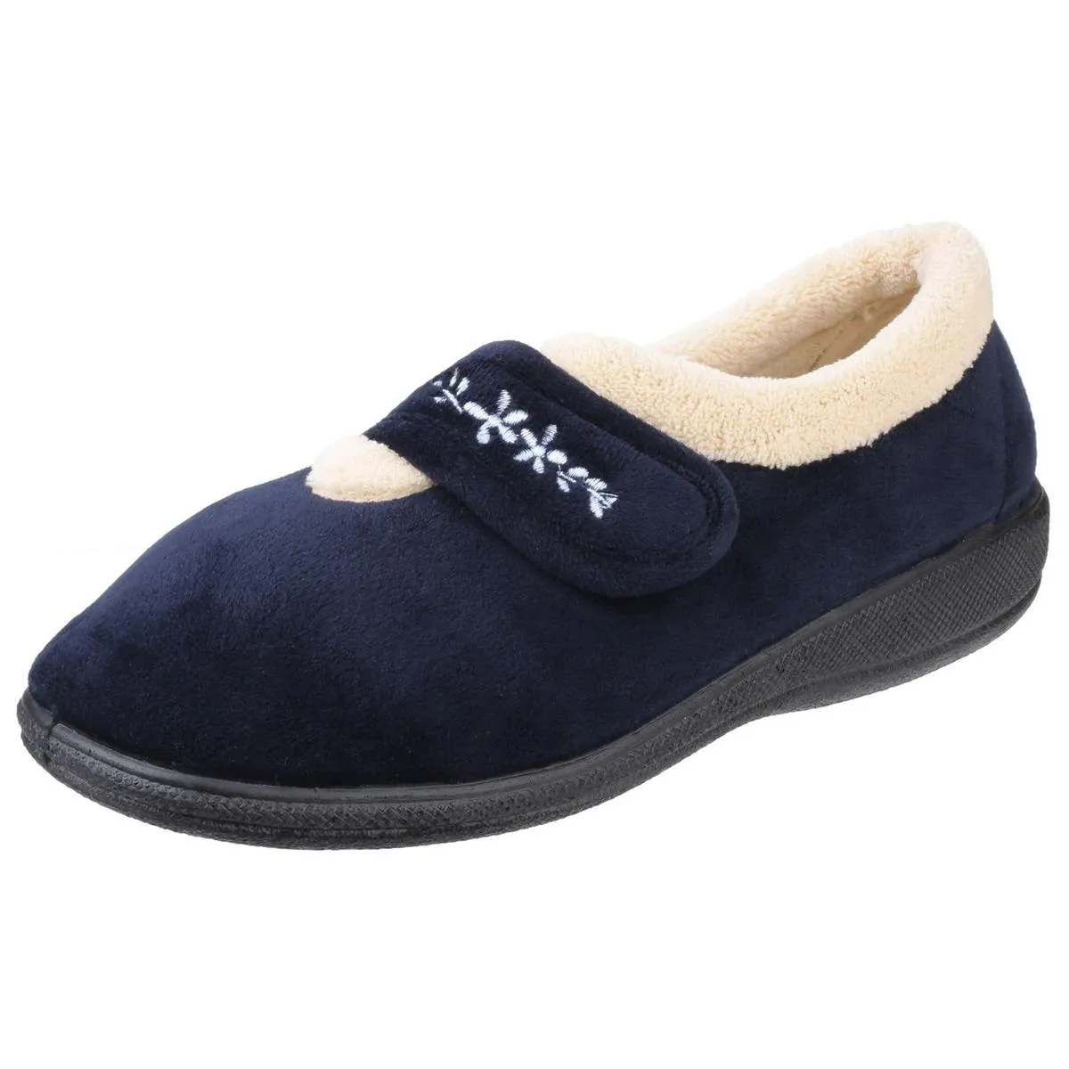 Fleet & Foster Capa Touch Fastening Memory Foam Slipper Navy