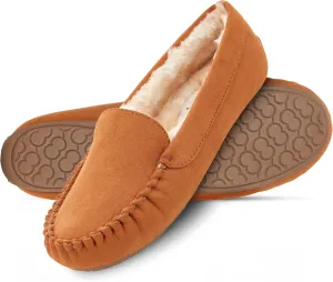 Floopi Women Slippers Moccasins, Soft Faux Fur Lining with Cozy Memory Foam, Ladies House Slippers for Women with Indoor & Outdoor Anti-Skid Sole