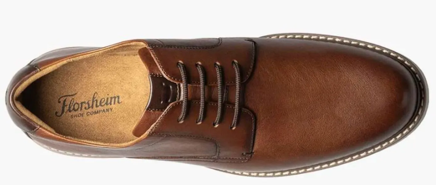 Florsheim Cognac Tumbled Norwalk Plain Toe Oxford Men's Dress Shoes 13369-222