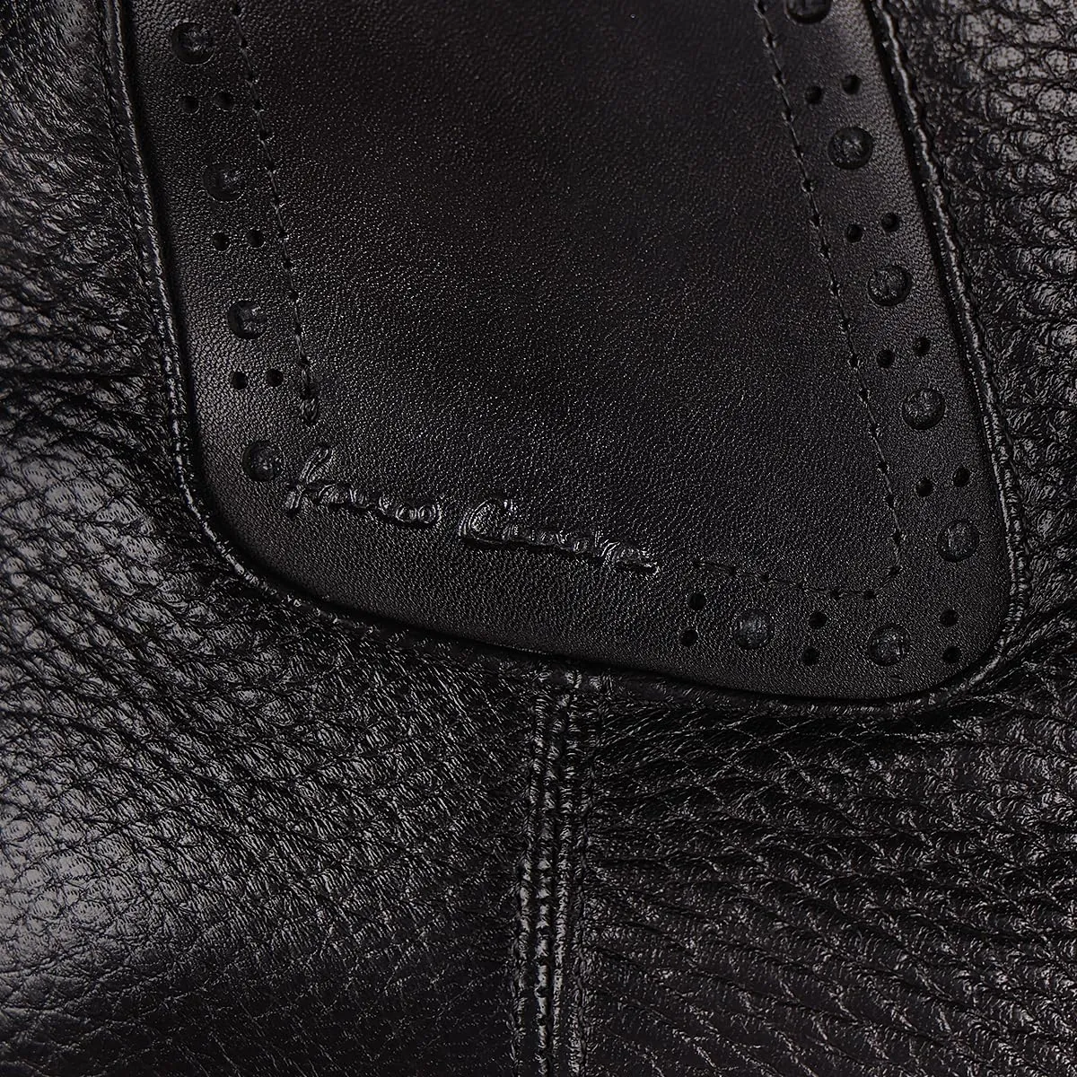 FRANCO CUADRA Men's Chelsea Boots in Genuine Deer Leather Black G43VNBU