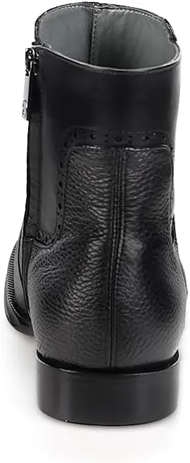FRANCO CUADRA Men's Chelsea Boots in Genuine Deer Leather Black G43VNBU