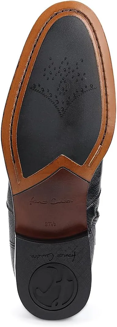 FRANCO CUADRA Men's Chelsea Boots in Genuine Deer Leather Black G43VNBU