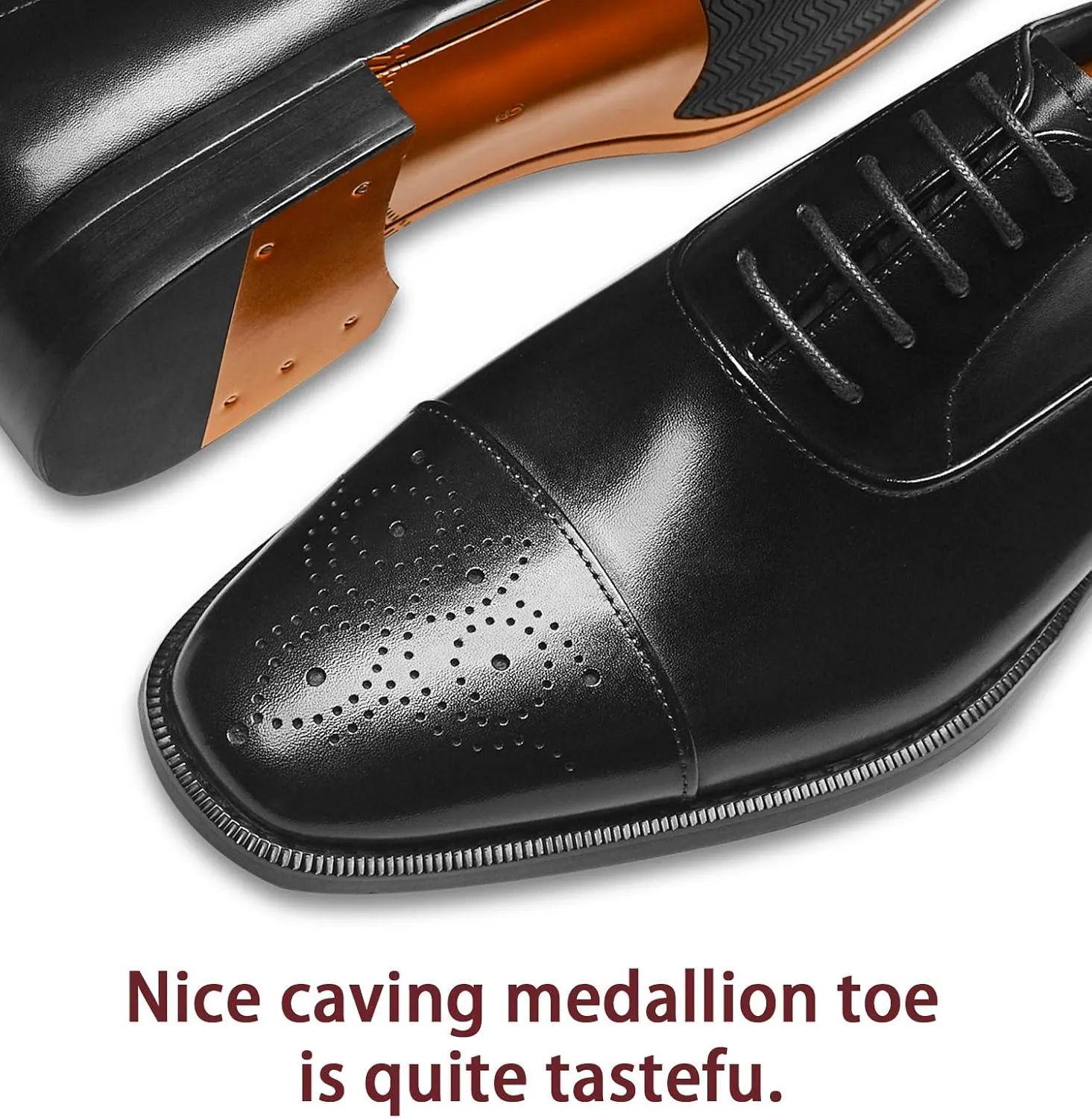 FRASOICUS Men's Dress Shoes Leather Classic Lace Up Oxford Formal Shoes for Men