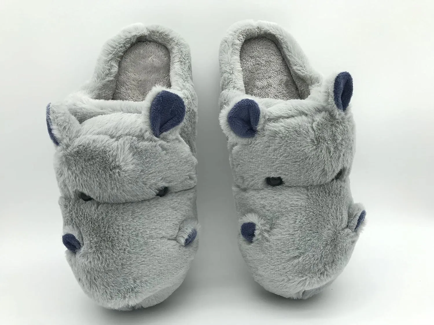 Fuzzy Hippo Slippers - Funny Plush Hippo Animal Slippers, Non-Skid Indoor Outdoor Hippo Style Cotton Shoes For Women Men