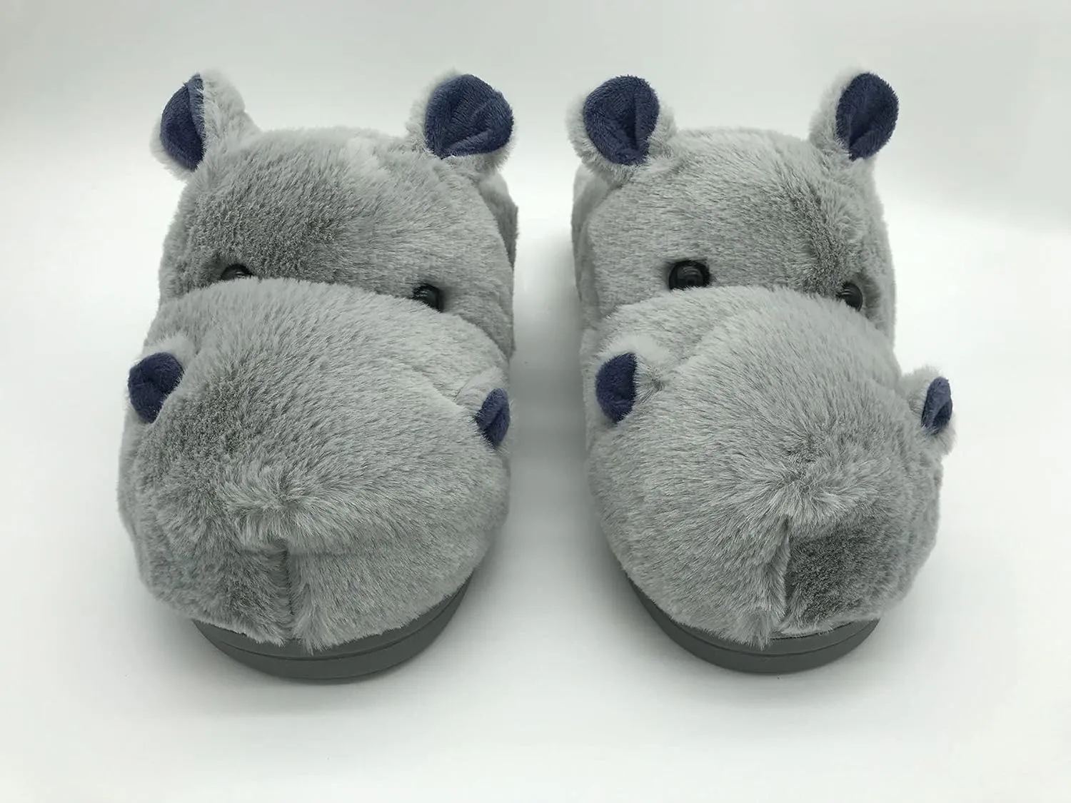 Fuzzy Hippo Slippers - Funny Plush Hippo Animal Slippers, Non-Skid Indoor Outdoor Hippo Style Cotton Shoes For Women Men