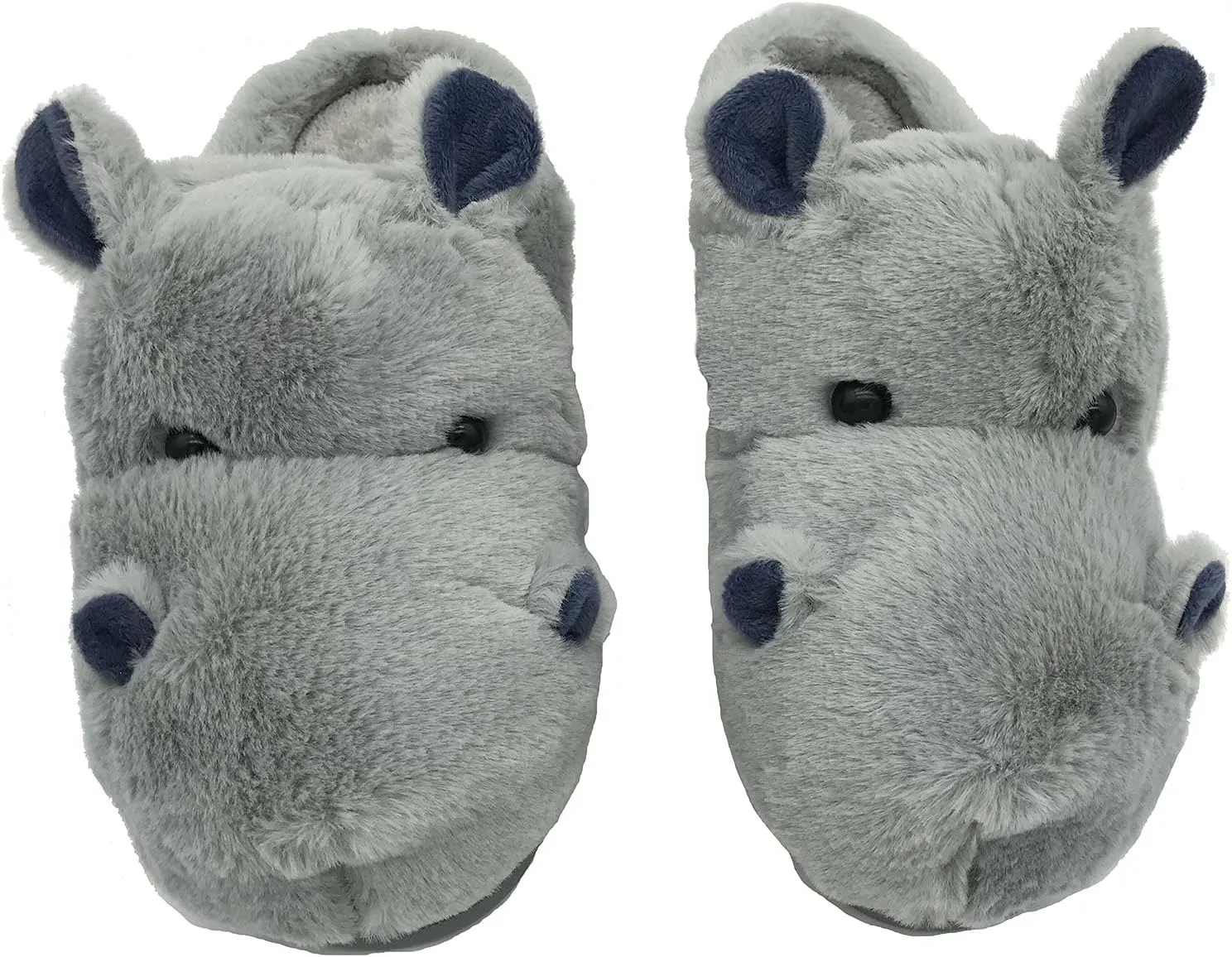 Fuzzy Hippo Slippers - Funny Plush Hippo Animal Slippers, Non-Skid Indoor Outdoor Hippo Style Cotton Shoes For Women Men