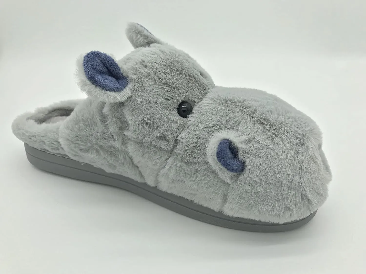 Fuzzy Hippo Slippers - Funny Plush Hippo Animal Slippers, Non-Skid Indoor Outdoor Hippo Style Cotton Shoes For Women Men