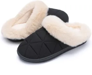 Fuzzy Womens Slippers Memory Foam House Slippers for Women Indoor and Outdoor Cozy House Shoe with Anti-Skid Sole