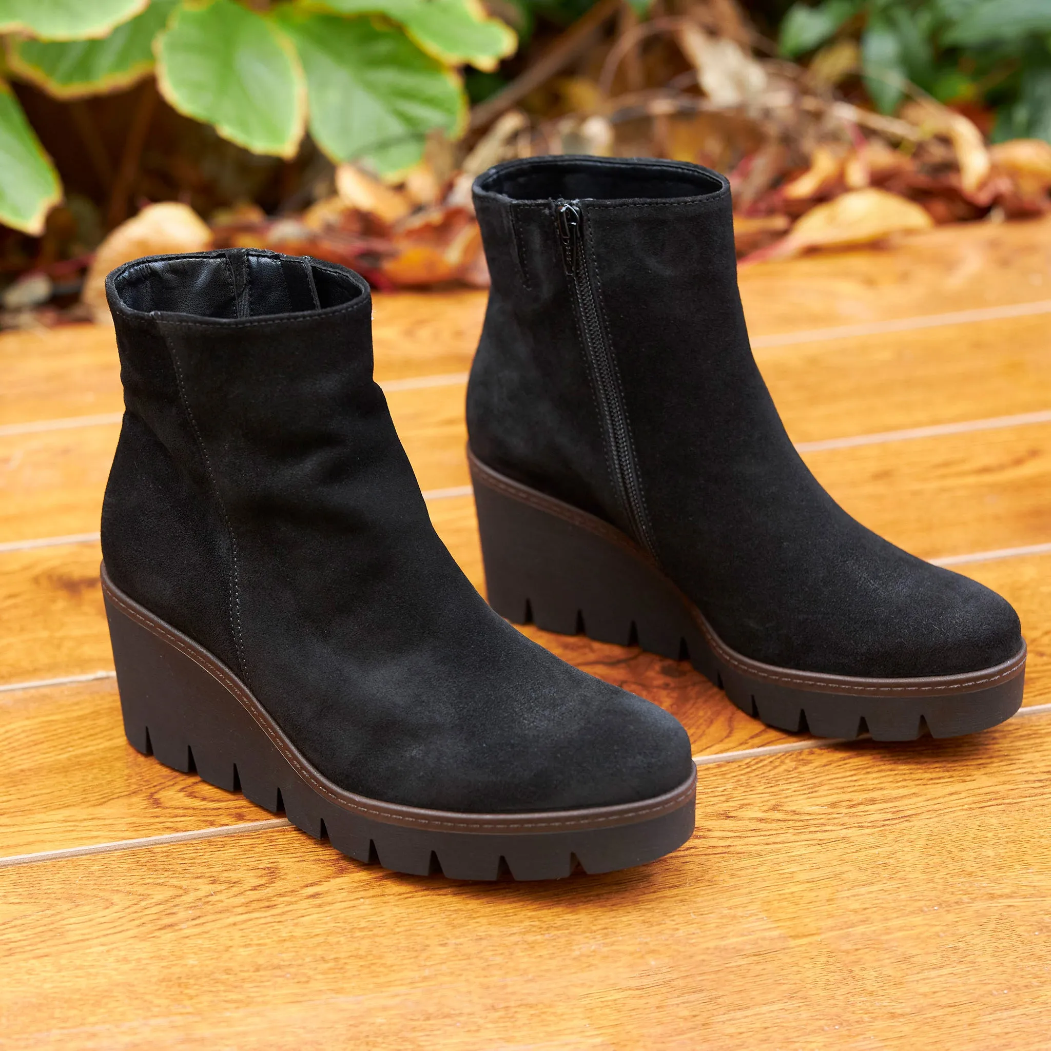 Gabor Black And Navy Suede  Ankle Boots