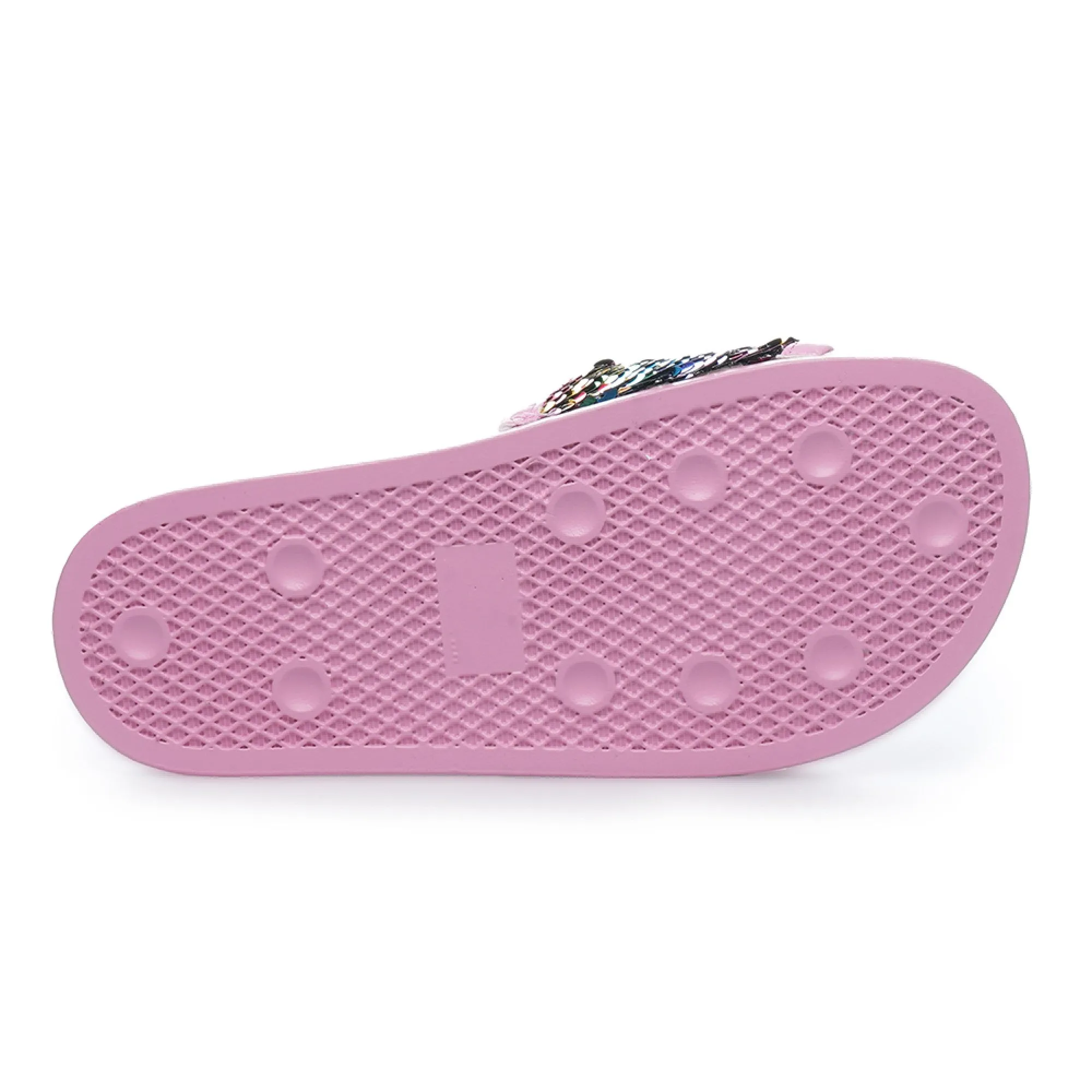 Girls Rainbow Pink Sequin Pool Slider Beach Sandals