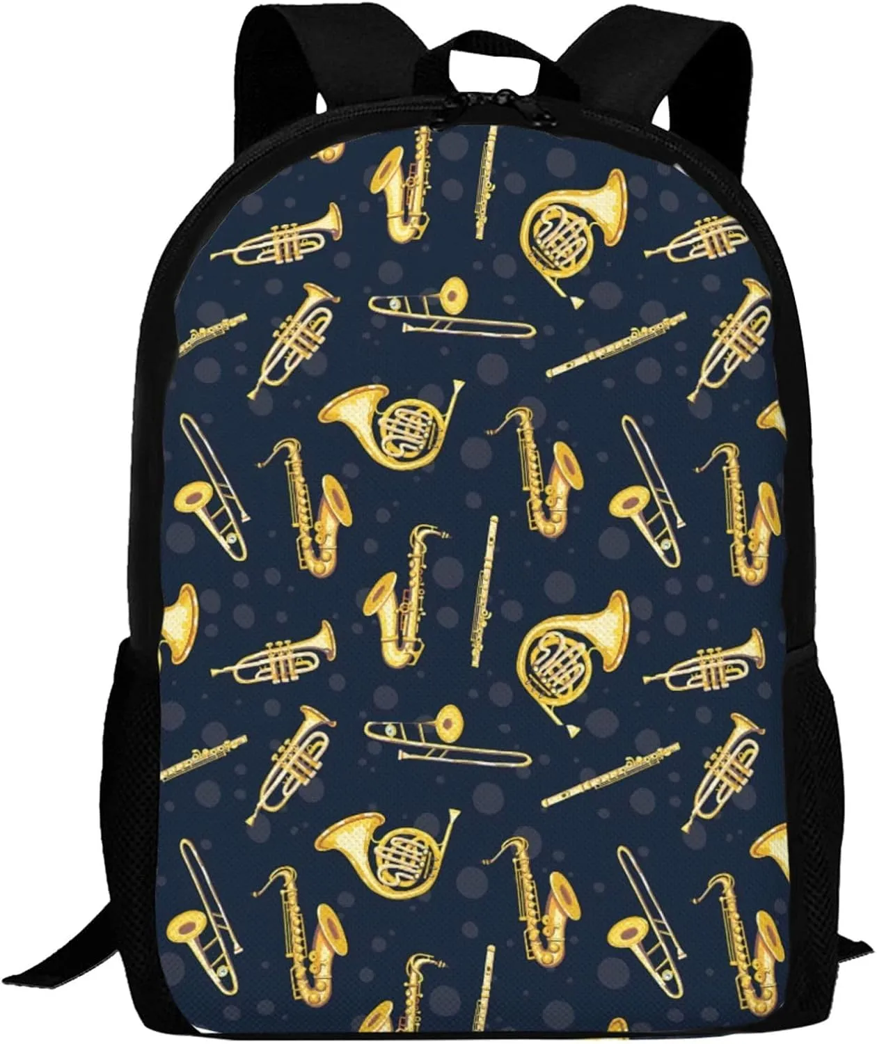 Golden Woodwind Instrument Backpack Minimalist Large Capacity Backpack 16.5 inch Leisure Travel Daypack