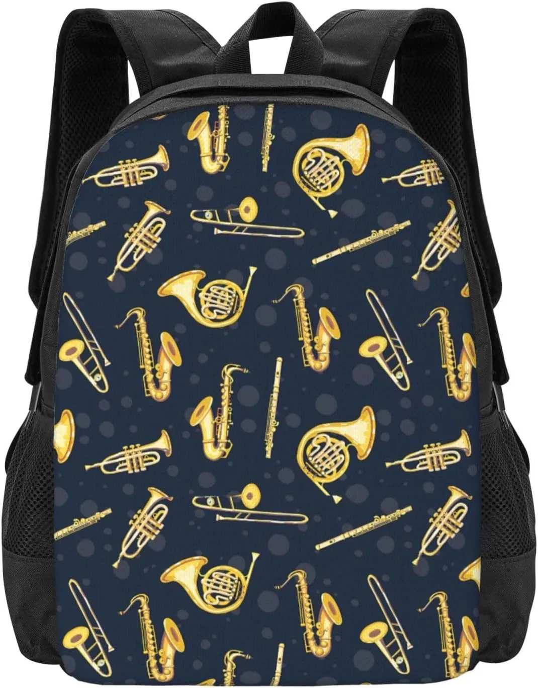 Golden Woodwind Instrument Backpack Minimalist Large Capacity Backpack 16.5 inch Leisure Travel Daypack