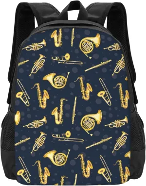 Golden Woodwind Instrument Backpack Minimalist Large Capacity Backpack 16.5 inch Leisure Travel Daypack