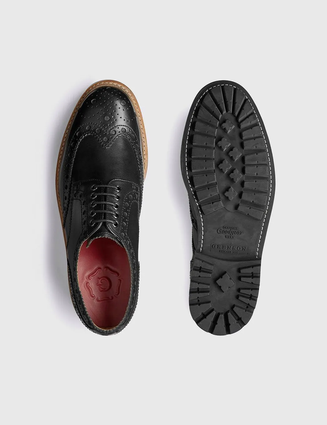 Grenson Brogue Robust security Shoes Only today - Archie Black