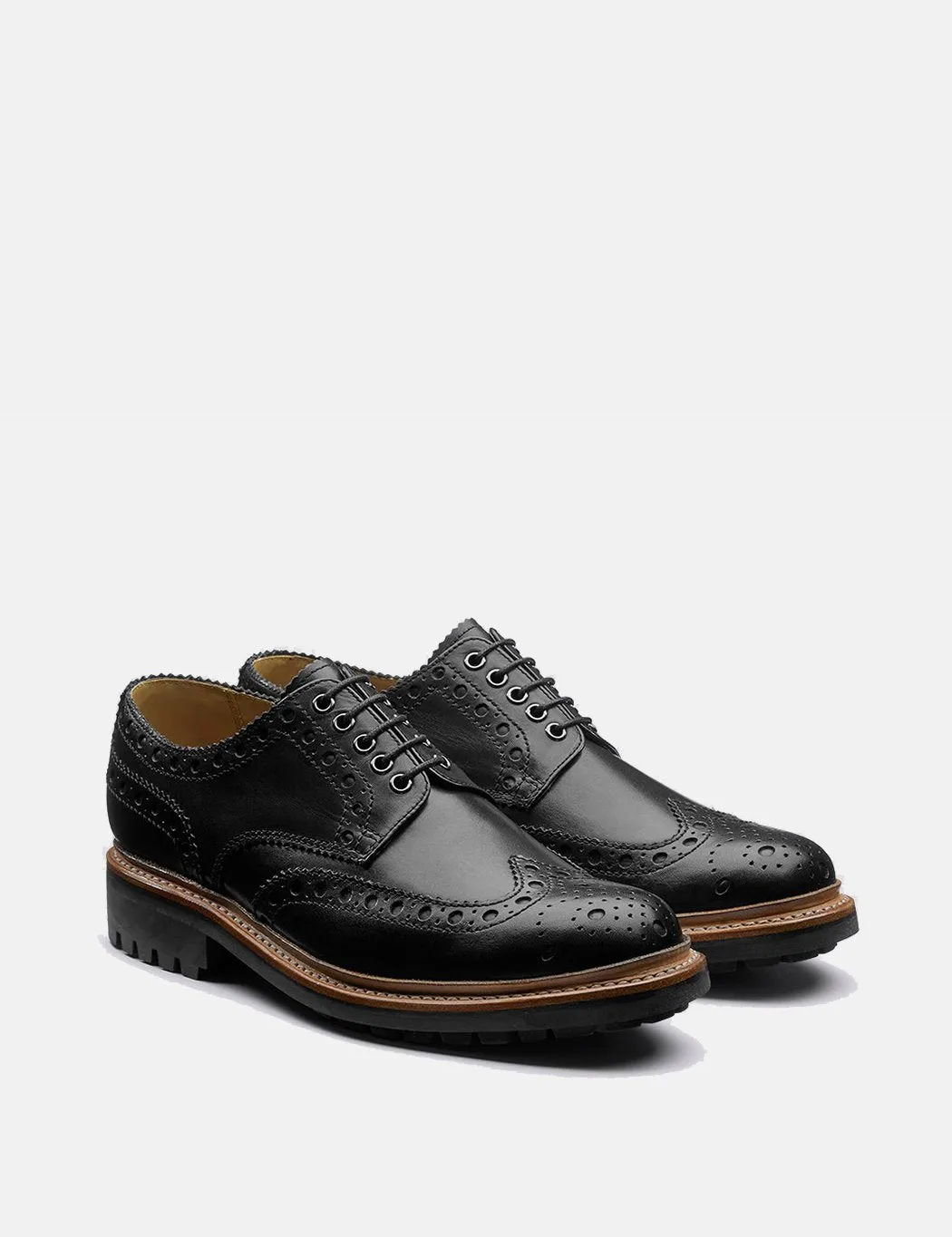 Grenson Brogue Robust security Shoes Only today - Archie Black