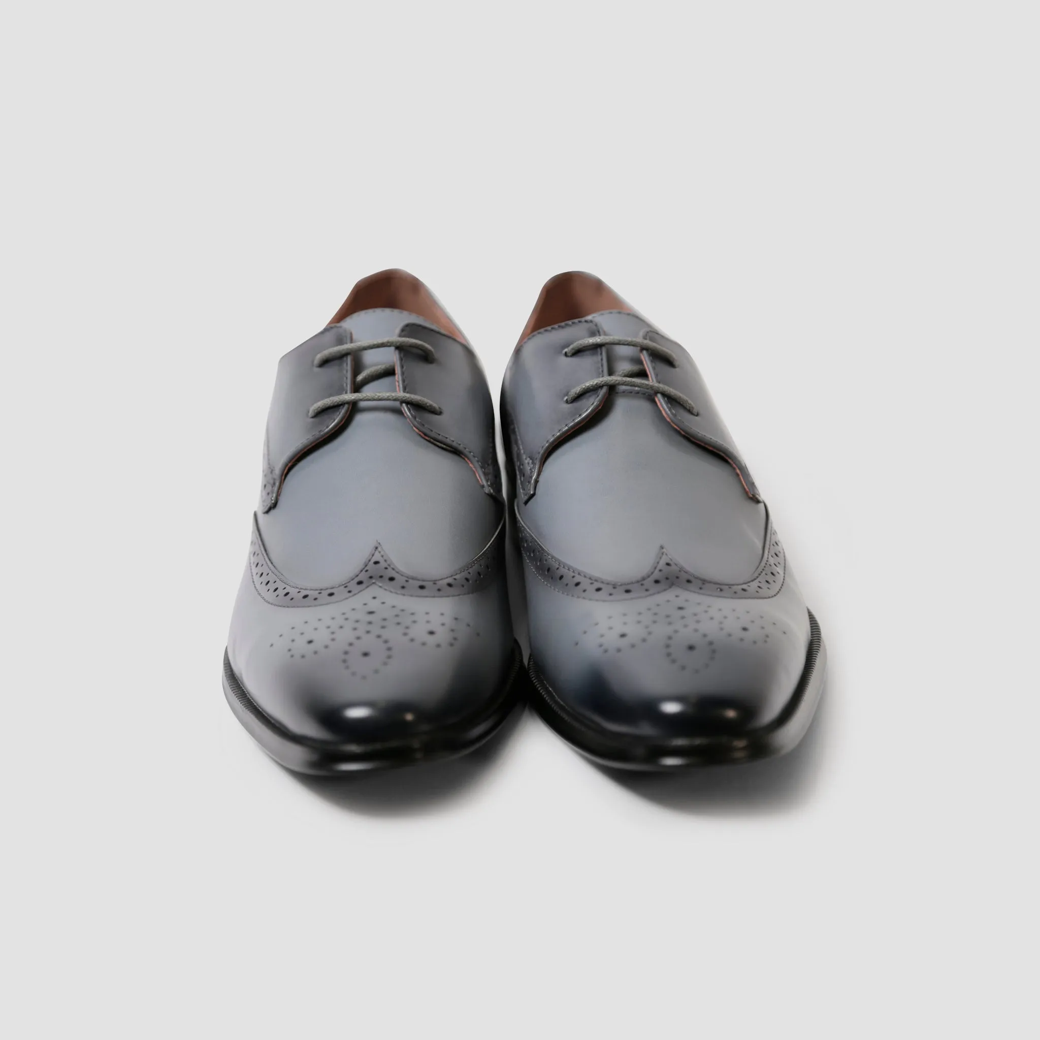Grey Brogue Oxford Shoes